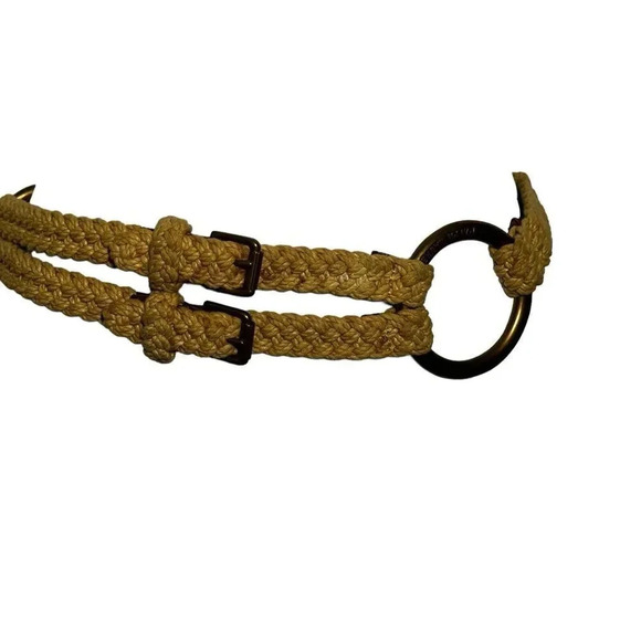 Ralph Lauren Collection Tri-strap beige rope & Leather Safari o-ring belt size L - Picture 10 of 10